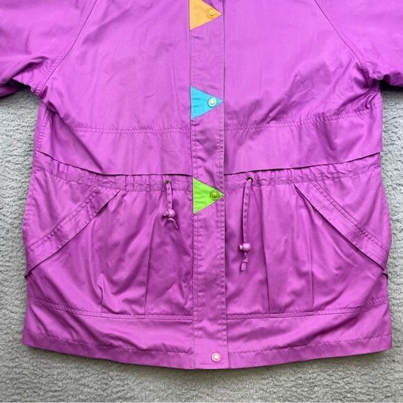 Vintage Vine Below Coat Womens‎ Large Zepel Treated Colorful Funky 80s Zip Snap - Picture 5 of 12